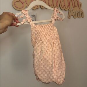 Janie and Jack Peach Floral Baby Romper